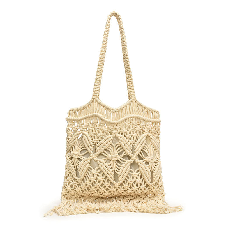Tassel Hollow Out Woven Shoulder Bag