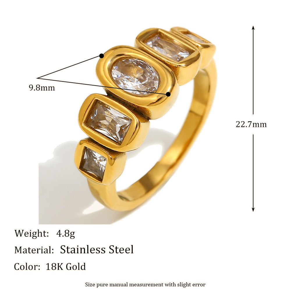 Simple Geometric Bezel-Set Zircon Ring