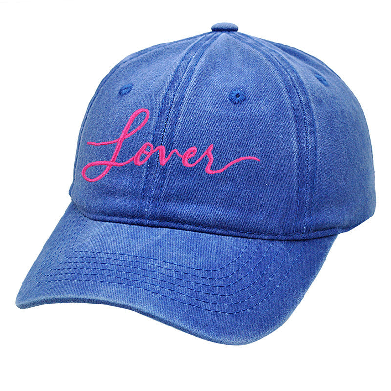 Letter Embroidered Washed Simple Baseball Caps