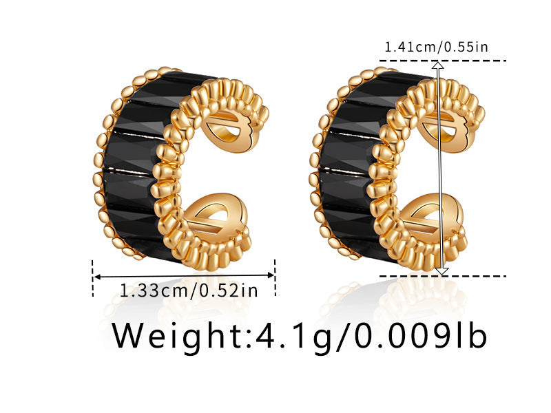 Vintage Elegant Zircon Clip Earrings