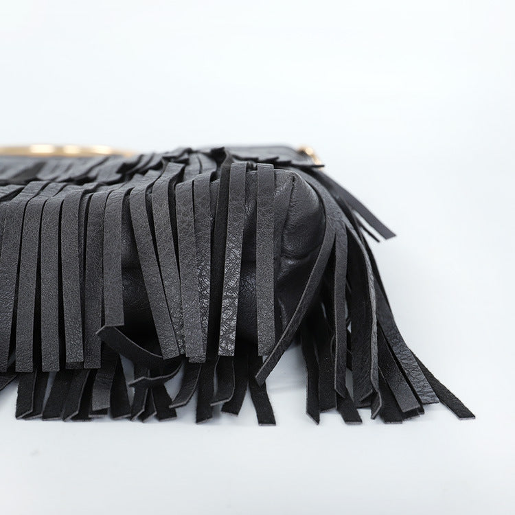 Casual Solid Color Tassel Shoulder Bag