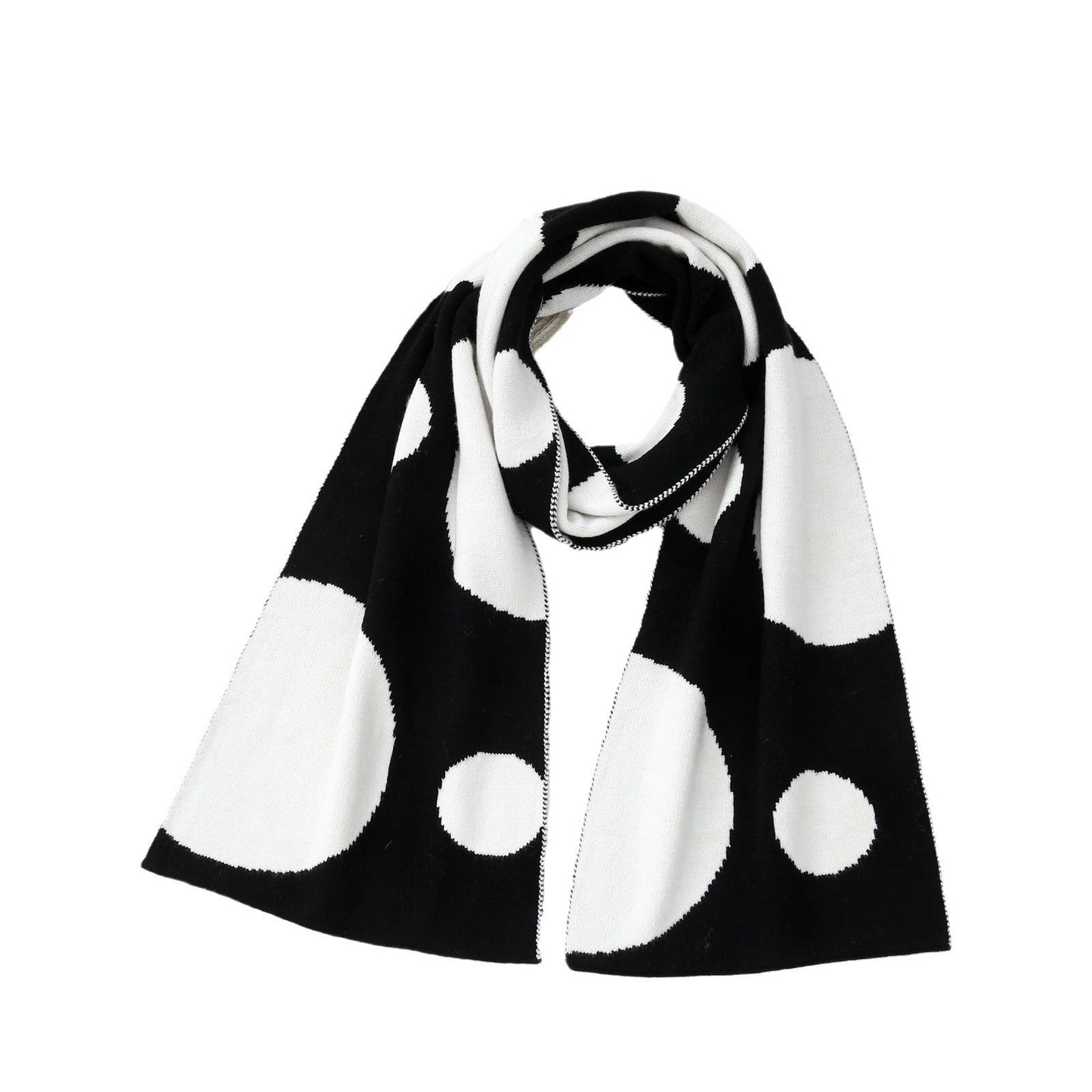 Color Block Irregular Circle Thick Knit Scarf