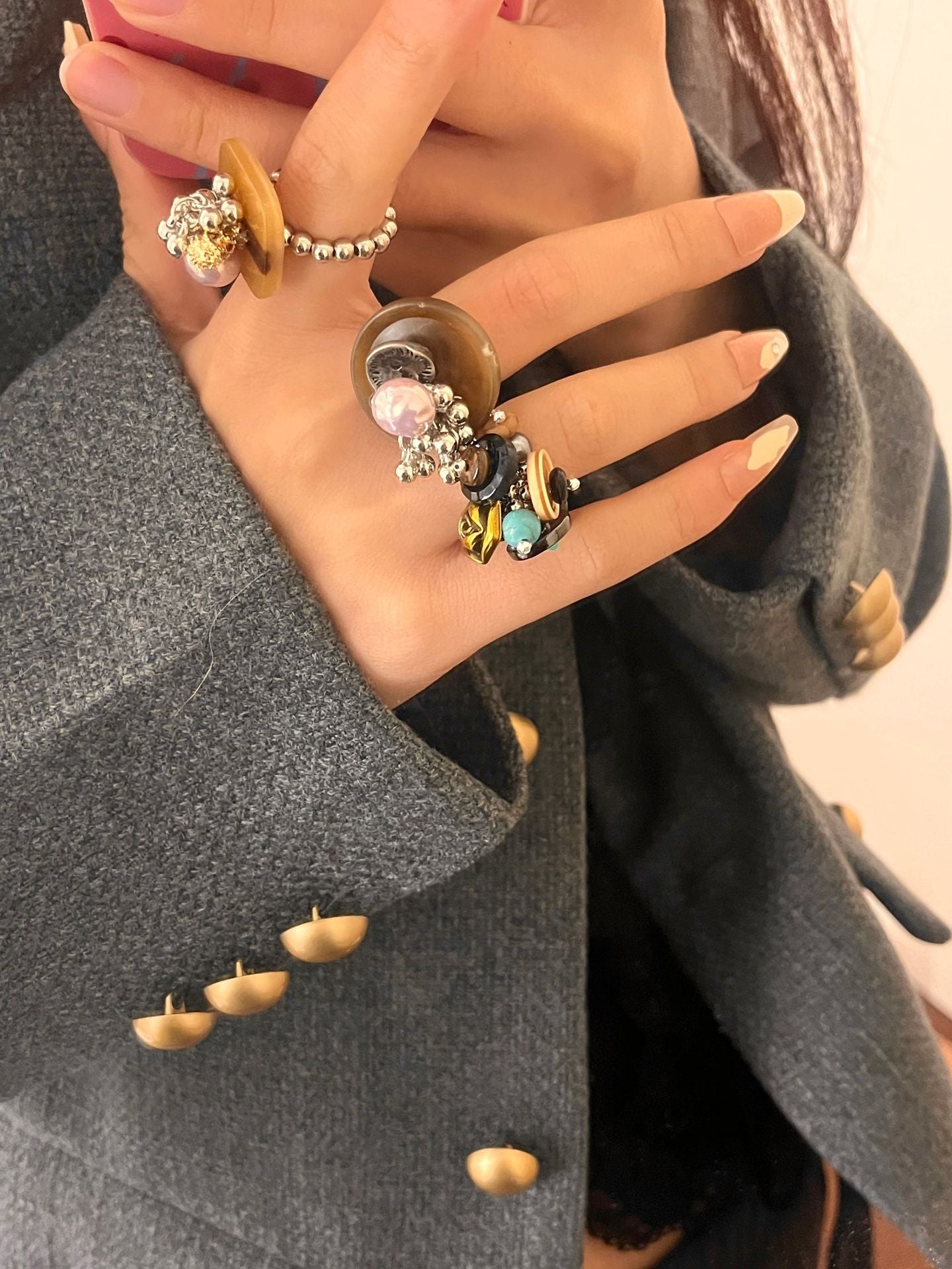 Chic Handmade Beaded Stretch Band Ring