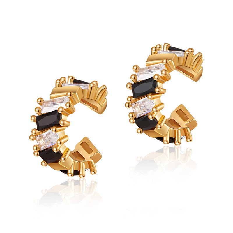 Zircon Color Block Delicate Clip earrings