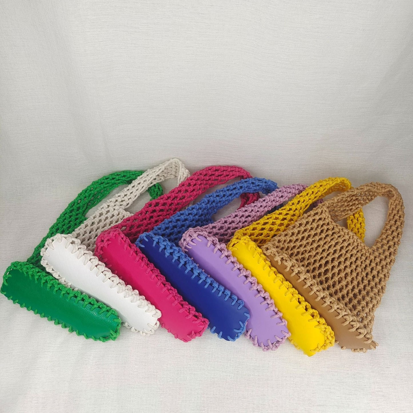 Solid Color Hollow Out Woven Handbag