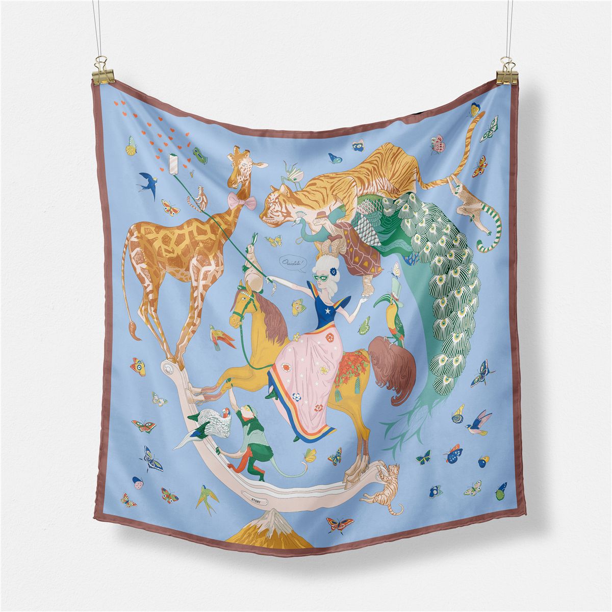 Colorful Animal Print Square Silk Scarf