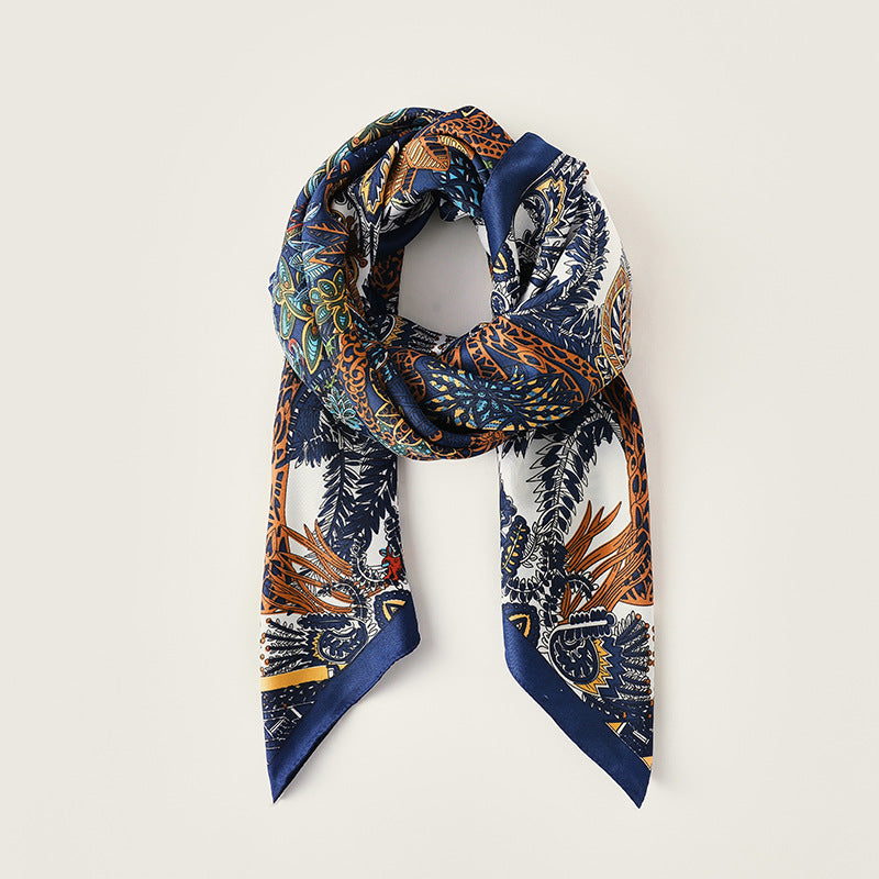 Elegant Print Square Satin Scarf