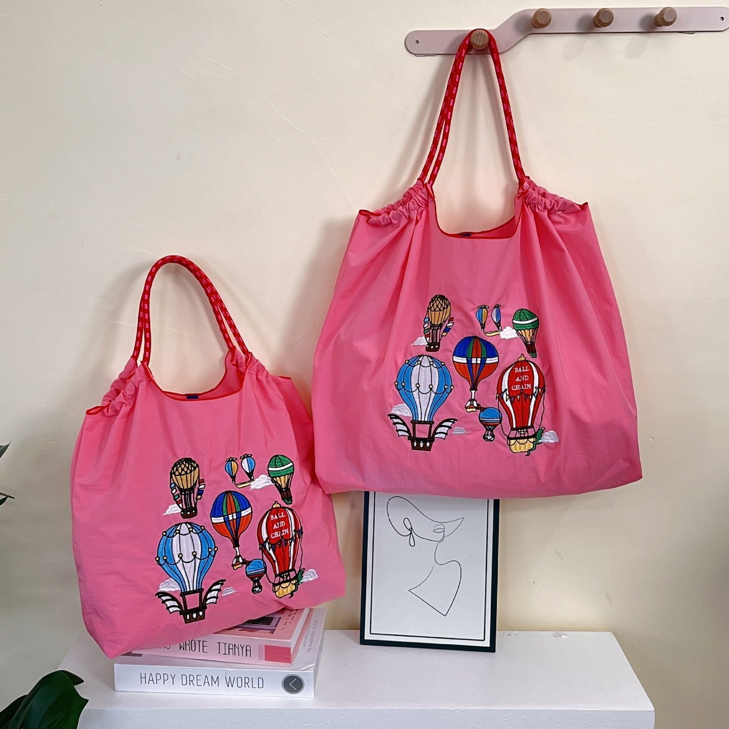 Love Embroidered Large Capacity Shopping Bag