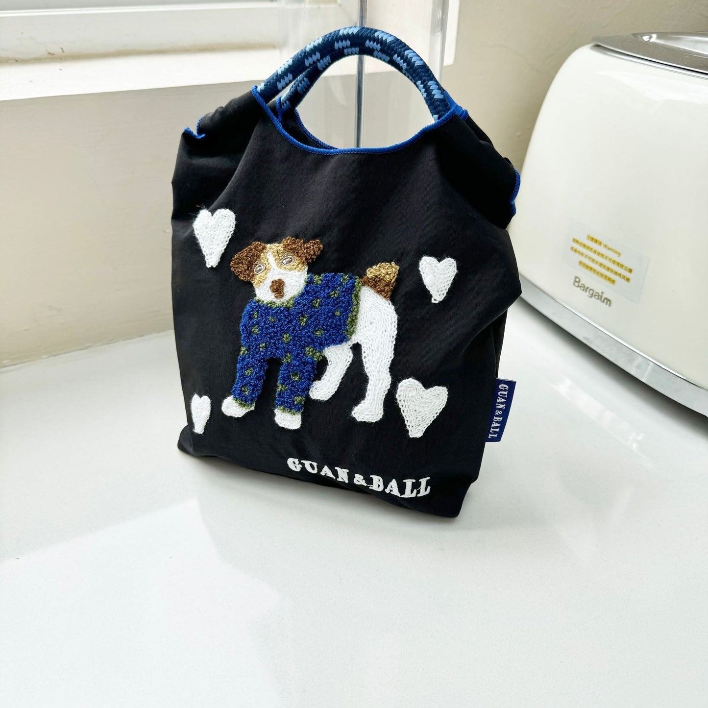 Mini Embrodered Nylon Shopping Shoulder Bag