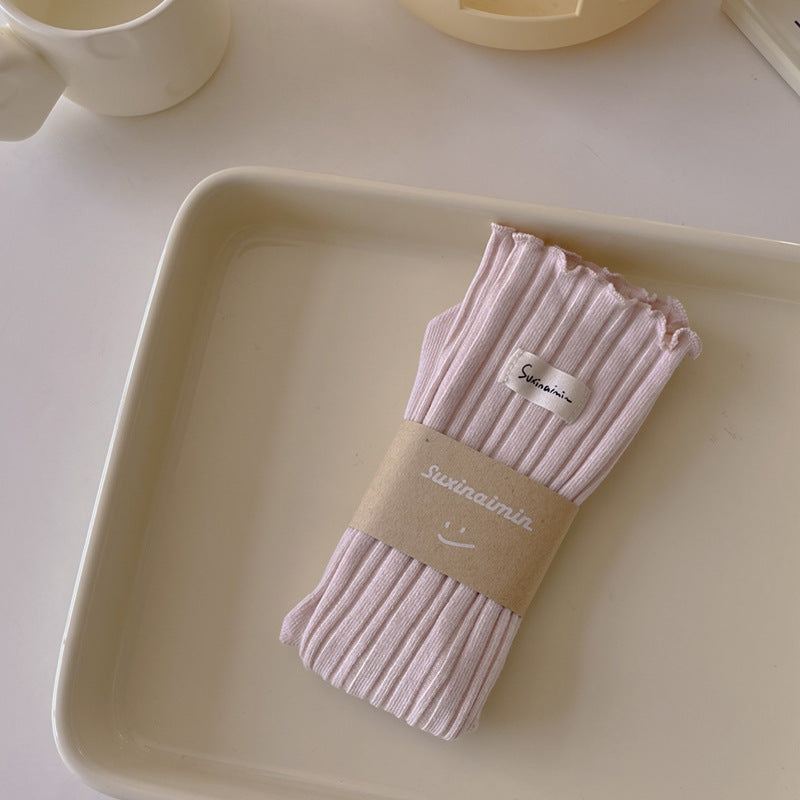 Sweet Solid Color Flounce Soft Socks