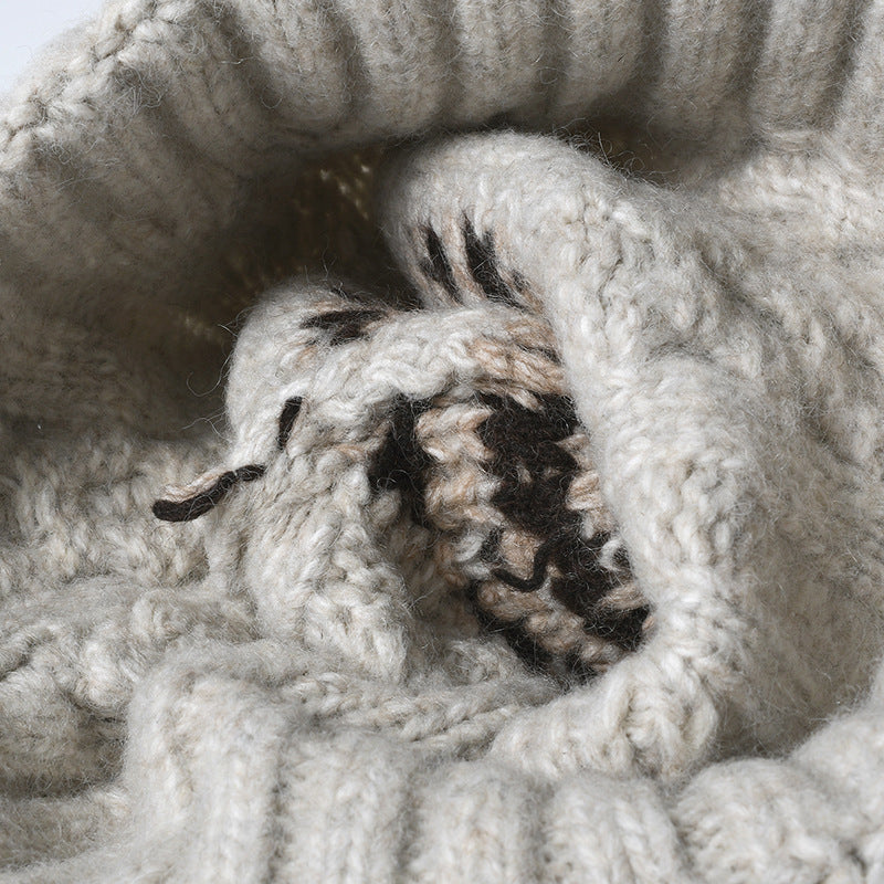 Contrast Color Twist Knit Beanie