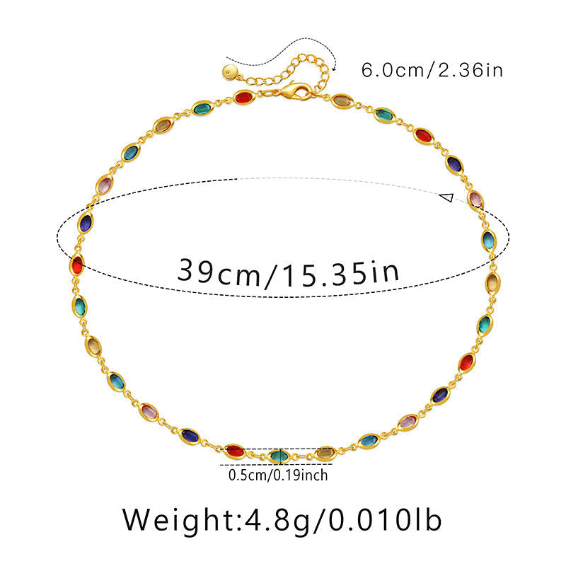 Colourful Oval Zirconia Vintage Necklace