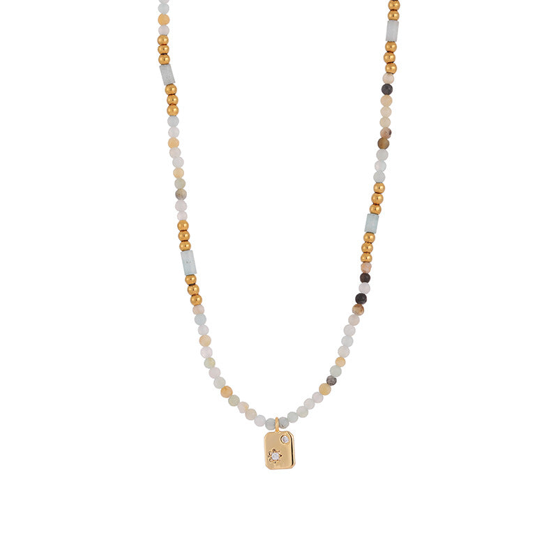 Simple Zircon Layered Beaded Necklaces