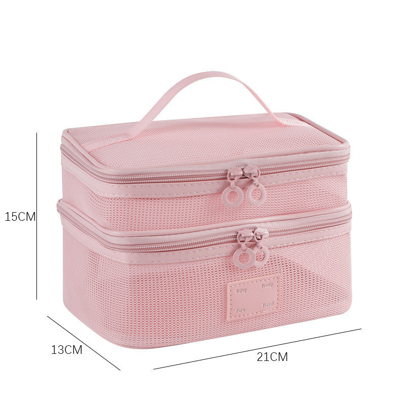 Pink Mesh Large Capacity Make Up Bags