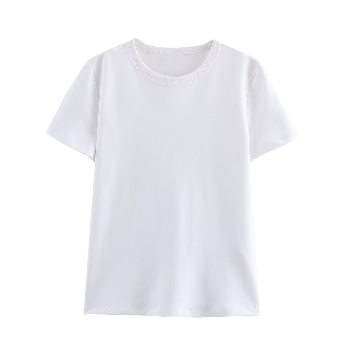 Simple Solid Color Round Neck T-Shirt