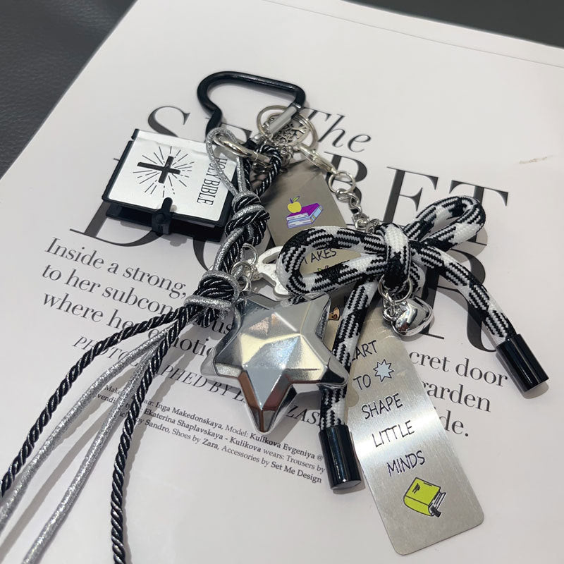 Rope Bow Book Keychain Bag Charms