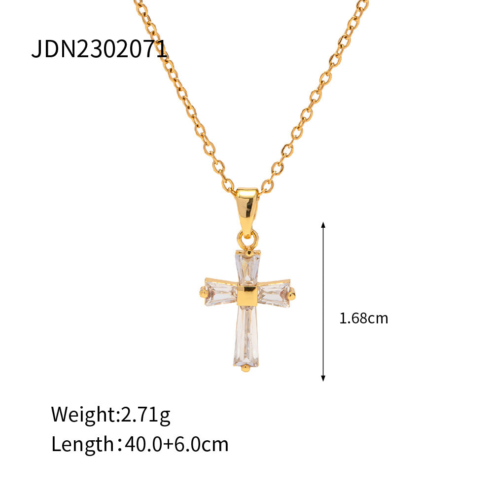 Zircon Cross Pendant Necklace