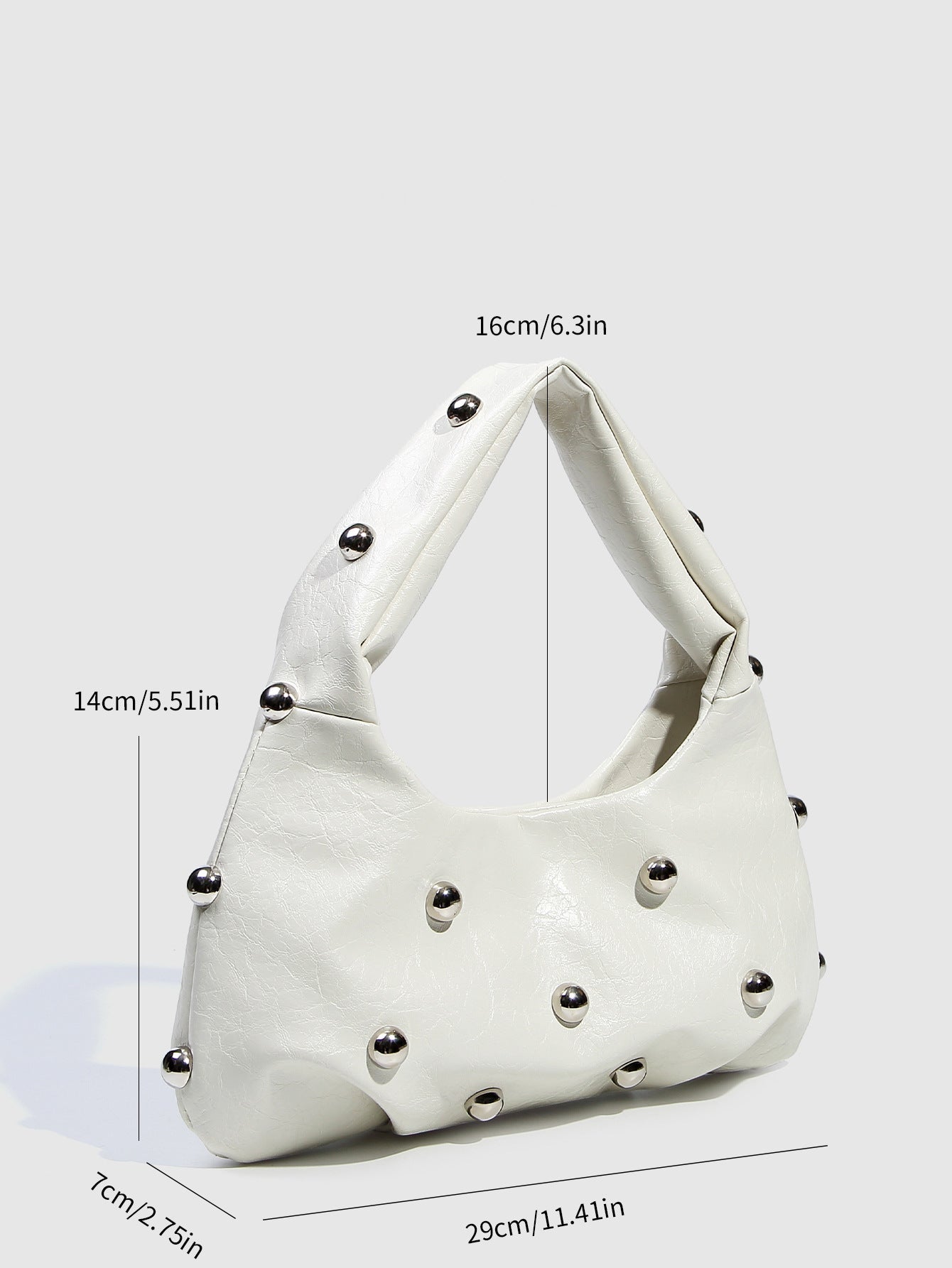 Fashion Studded Solid Color Dumpling Bag