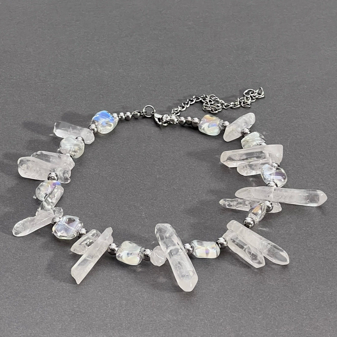 Minimalist Irregular Natural Ice Crystal Choker Necklace