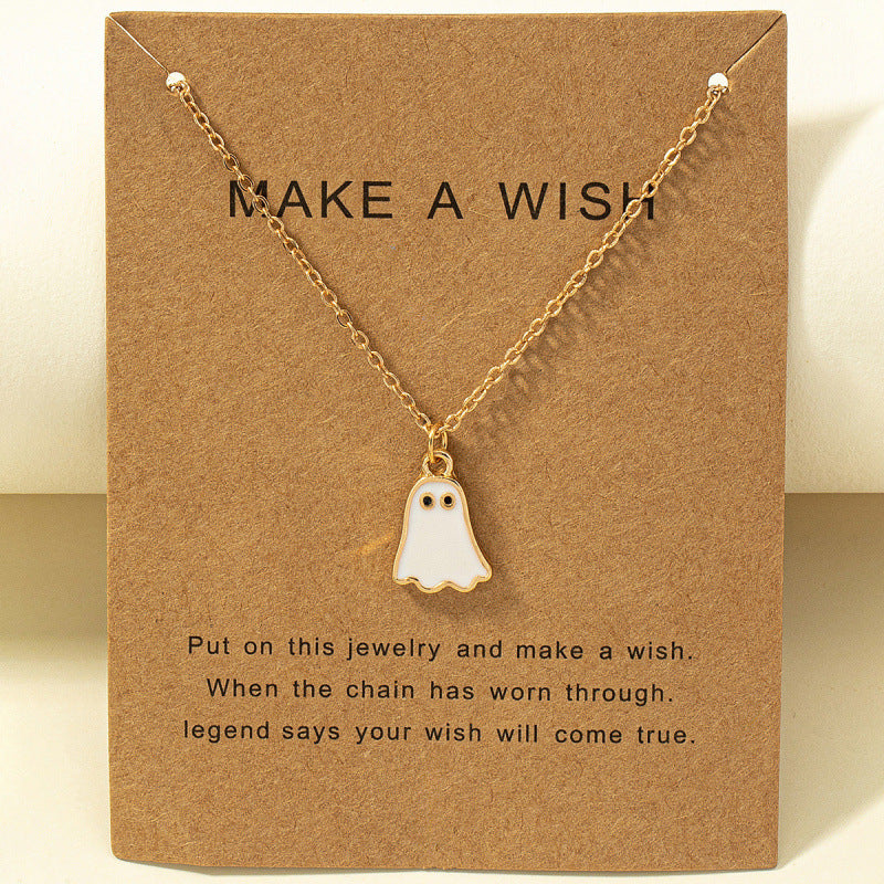 Halloween Simple Cute Ghost Pendant Necklace