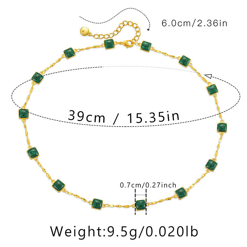 Bohemian Emerald Small Square Choker Necklace