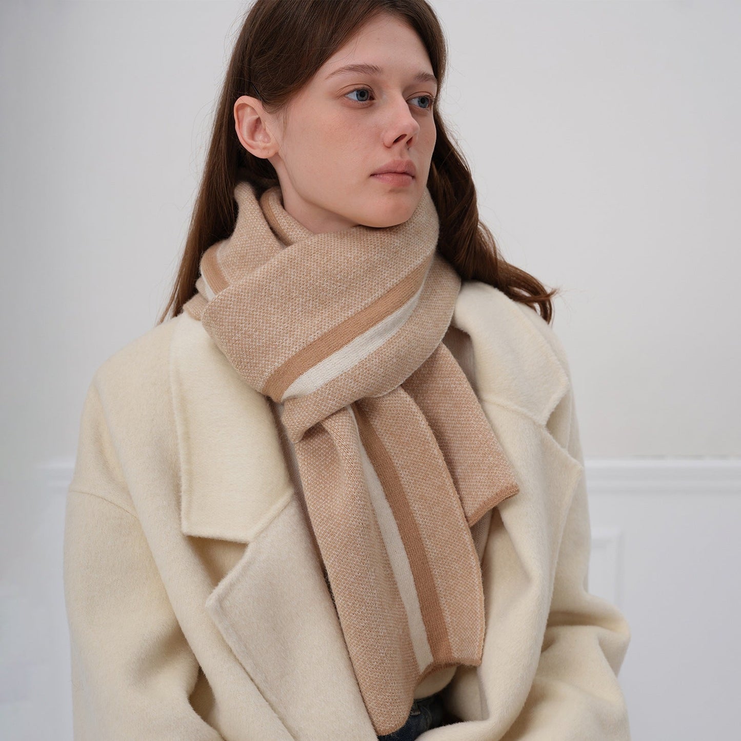 Color Block Plaid Thicken Knit Scarve