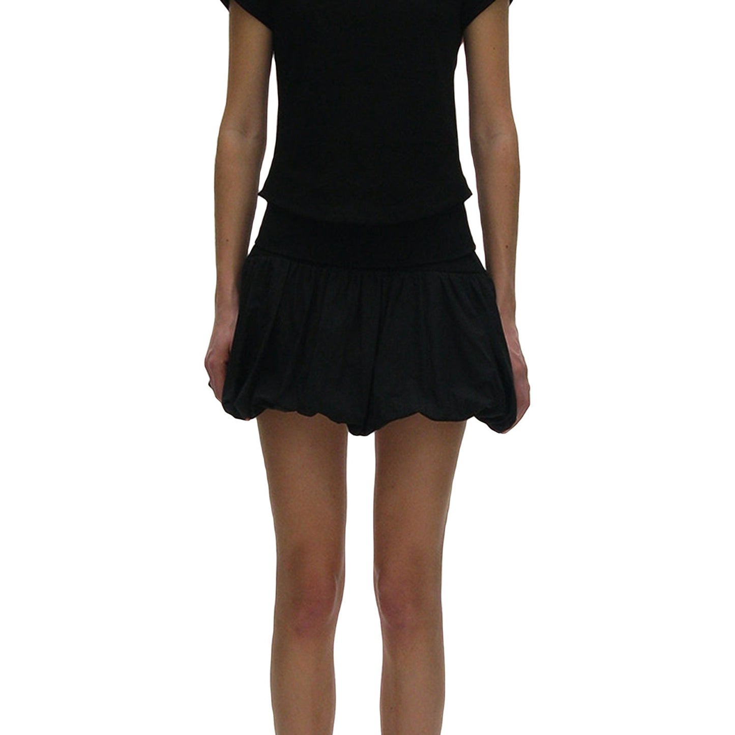 Puffy Color Block Slim Mini Skirt