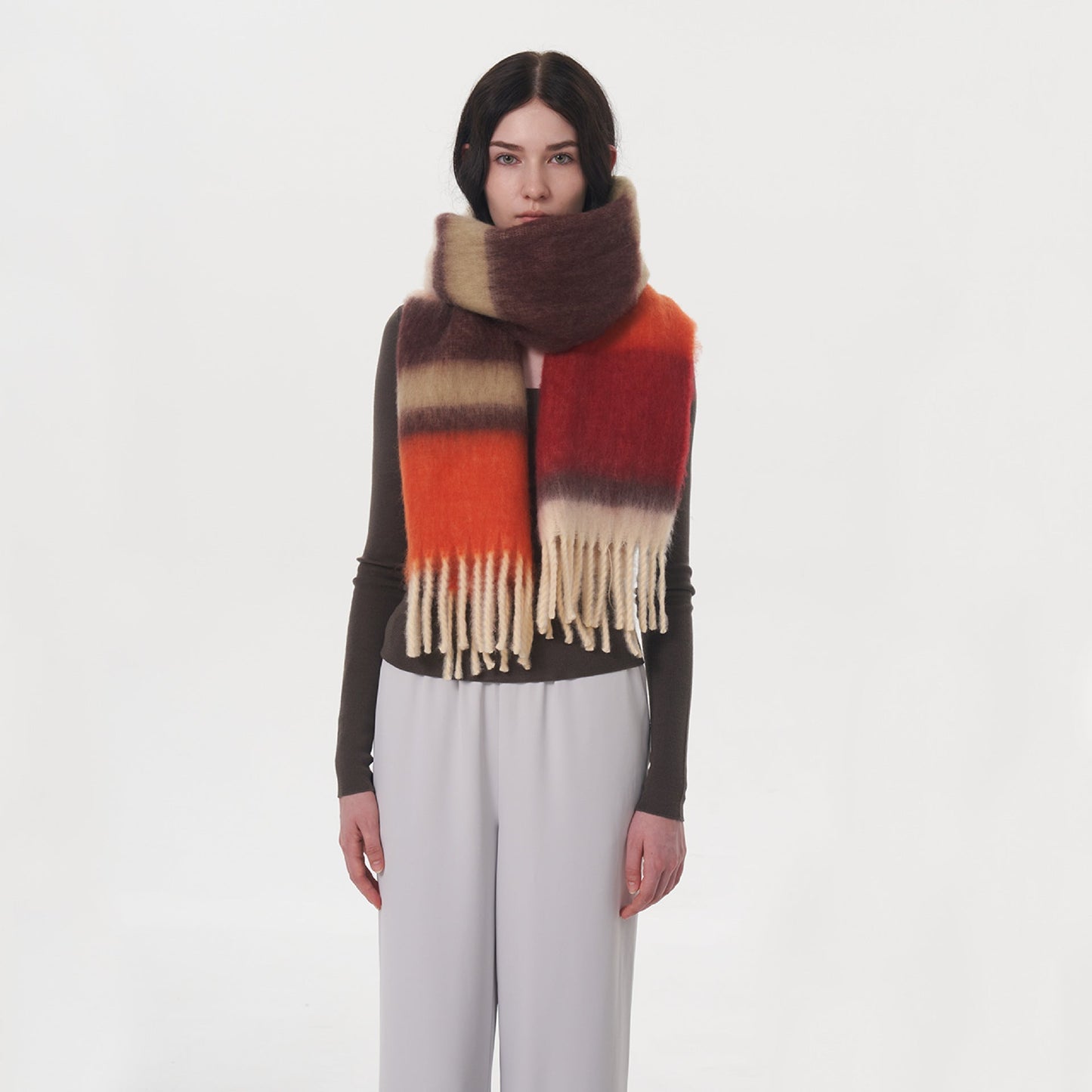 2+ Patchwork Striped Mohair Thick Scarves