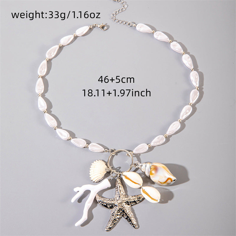 Trendy Shell Conch Pendant Layered Chain Necklace