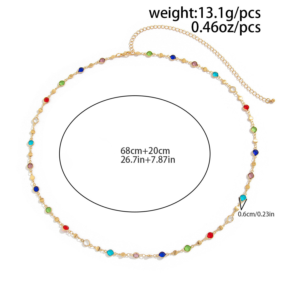 Boho Colorful Rhinestone Crystal Waist Chain