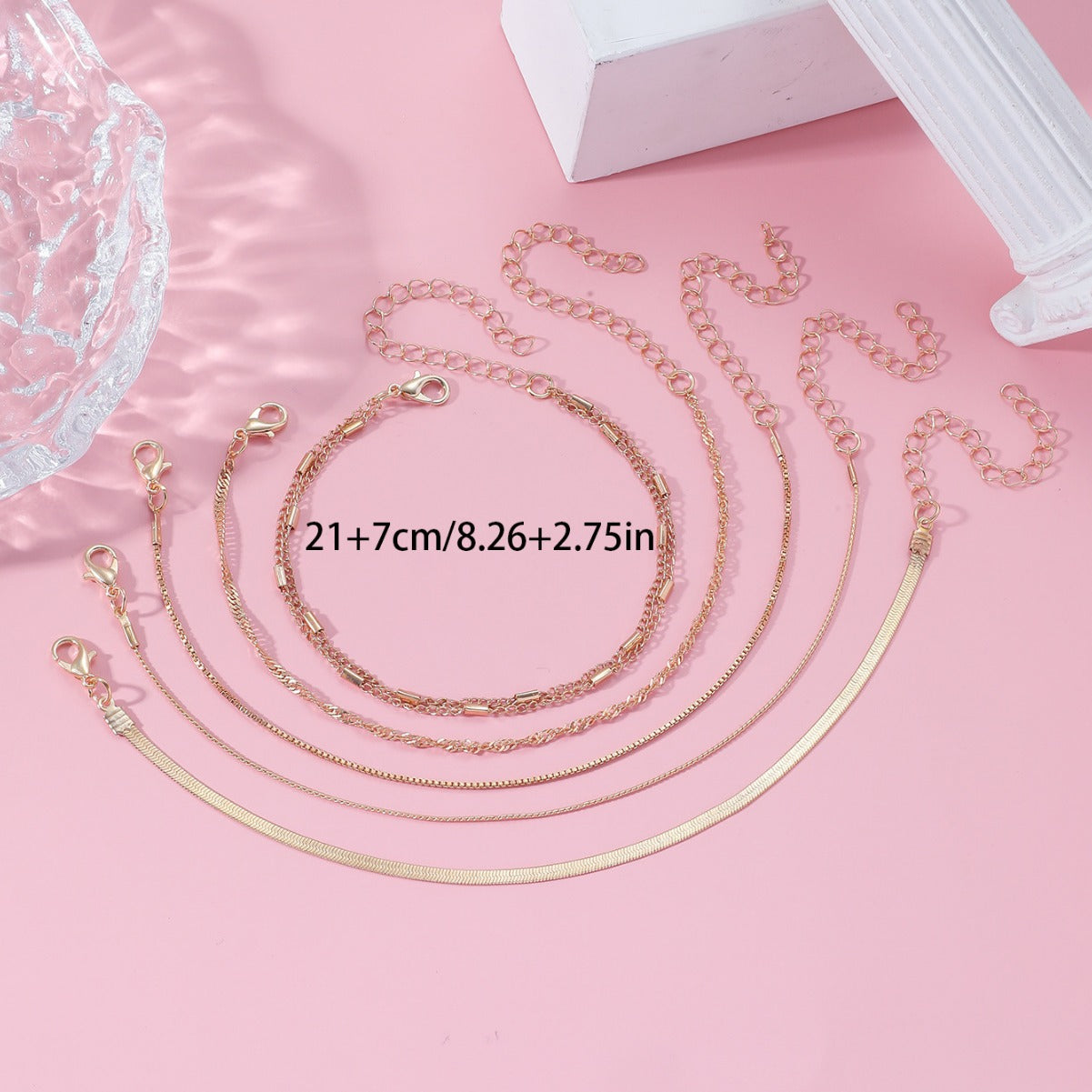 Simple Twist Anklet Set