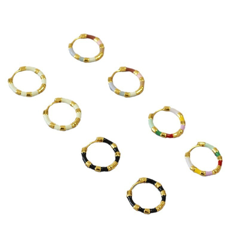 Simple Colourful Gold Plated Enamel Hoop Earrings