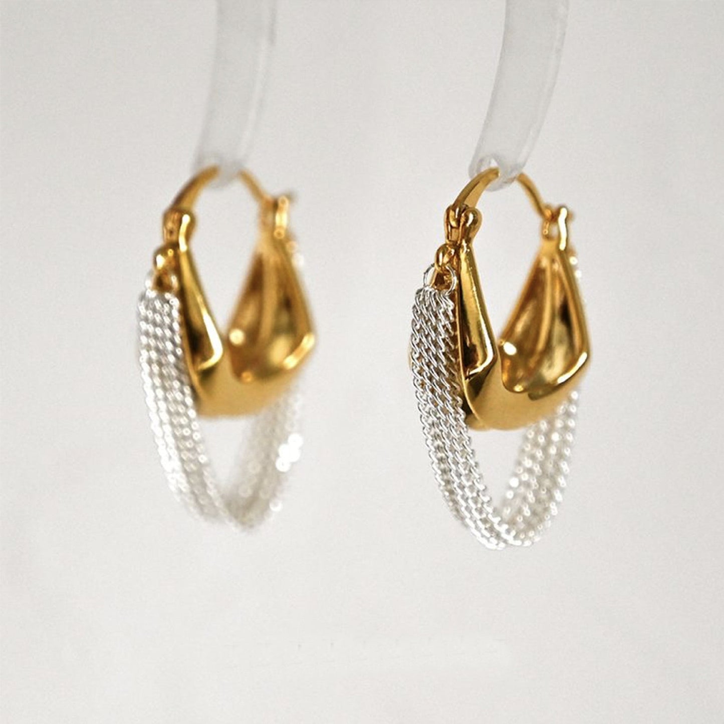 Gold Elegant Tassel Hoop Dangle Earrings