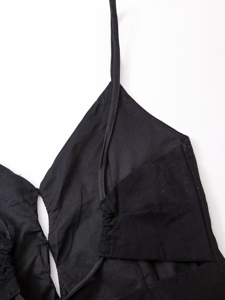 Sexy Embroidery Buttons Spaghetti Mini Dresses