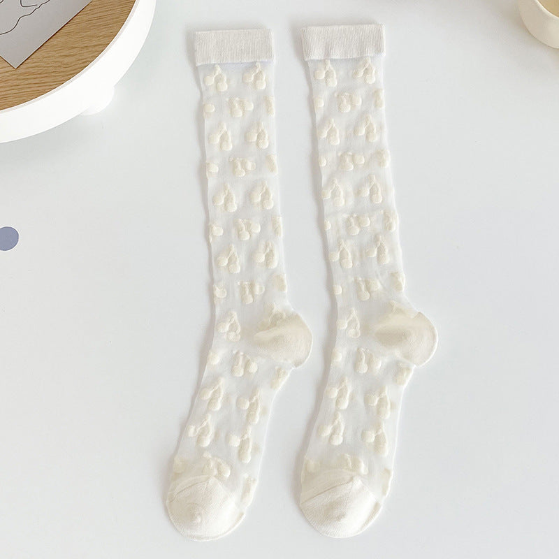 Cherry Color Block Summer Thin Socks