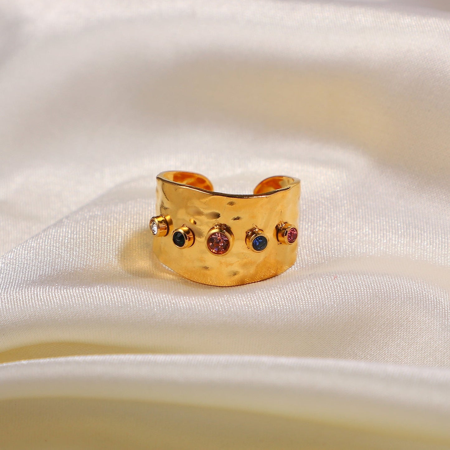Colorful Zircon Adjustable Ring