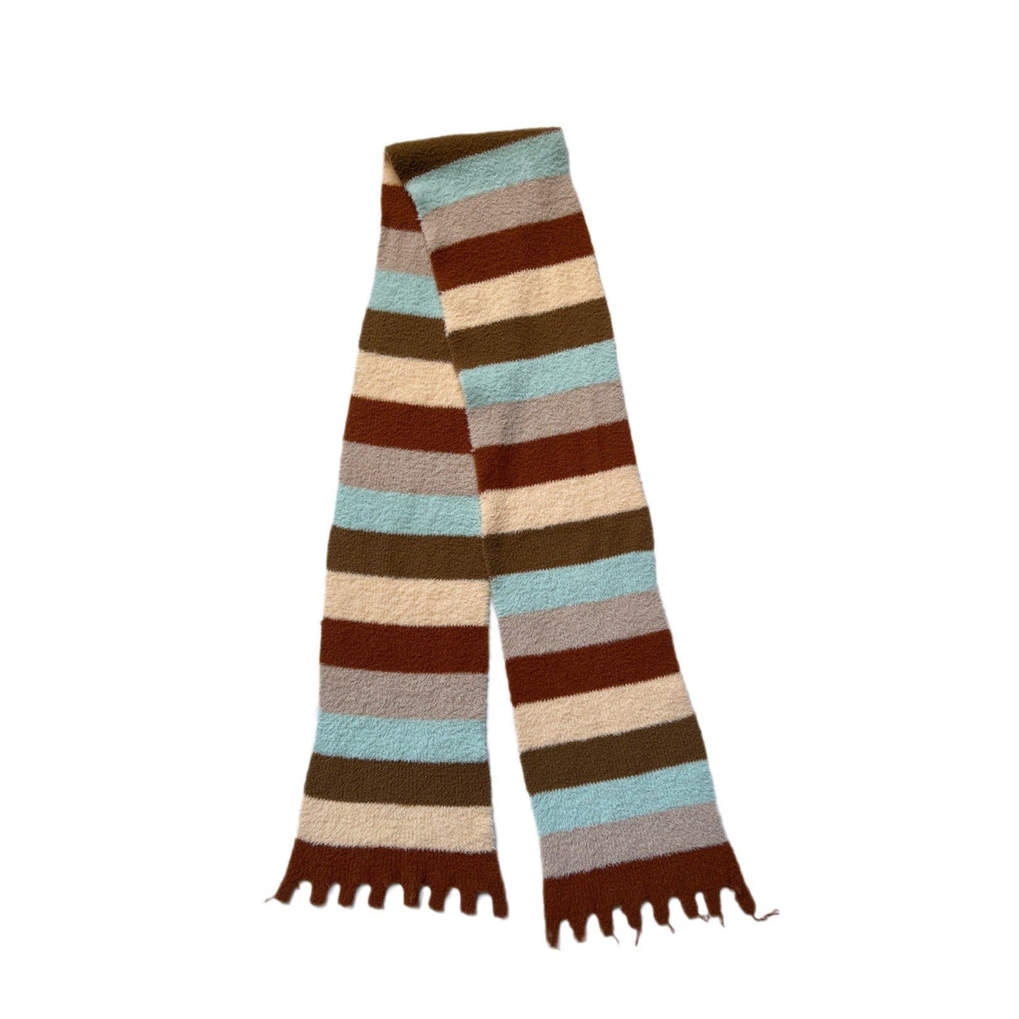 Striped Cozy Color Block Fringed Winter Scarf