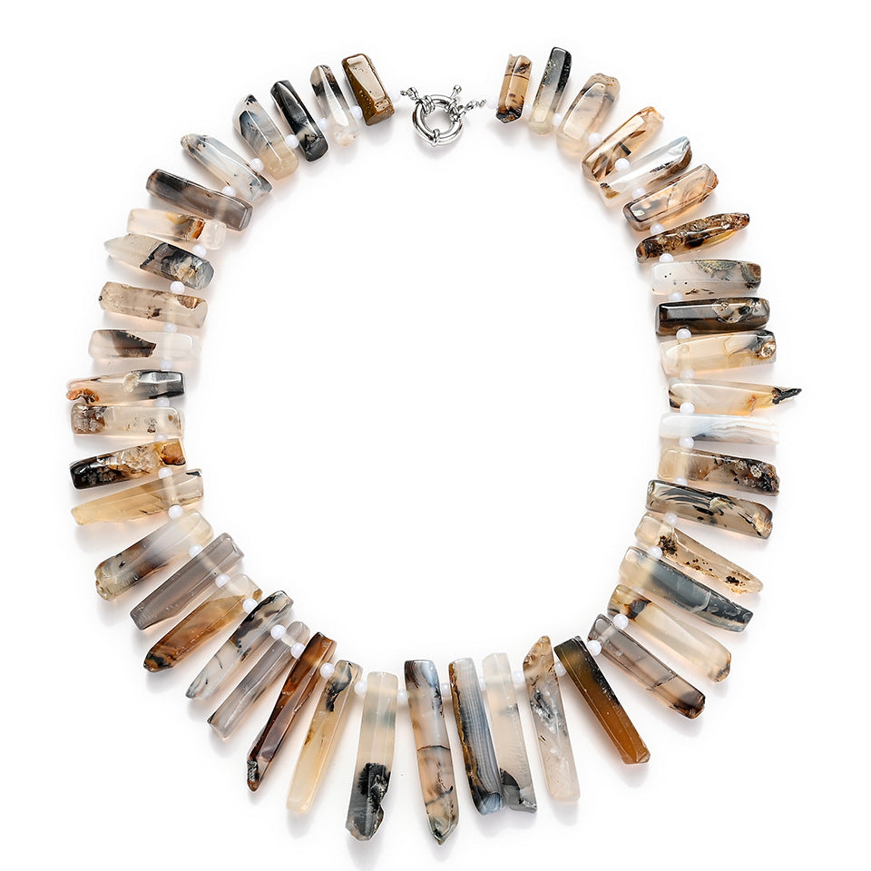 Natural Stone Irregular Raw Agate Slice Necklace