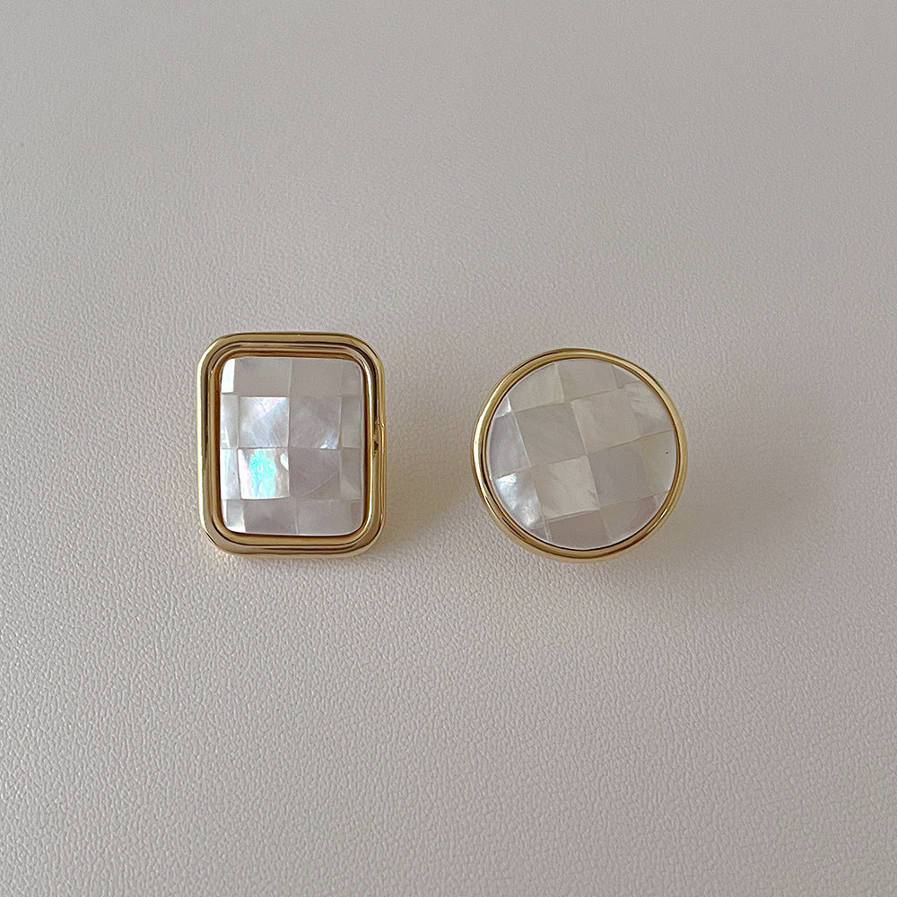 Elegant Geometric Natural Shell Stud Earrings