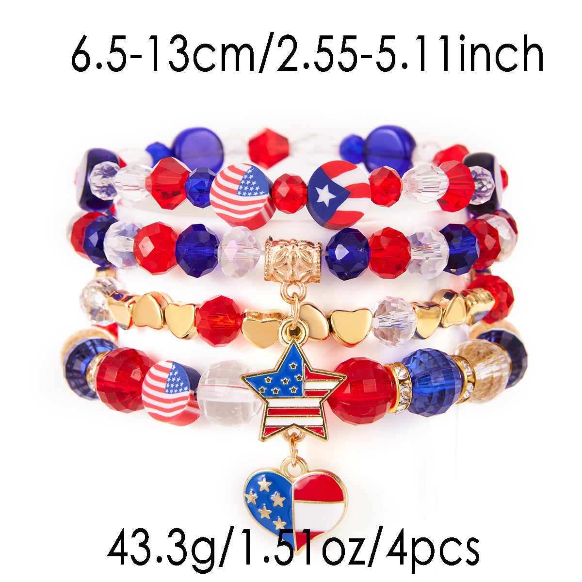 Multi-Layer Heart Pendant Crystal Beaded Bracelet