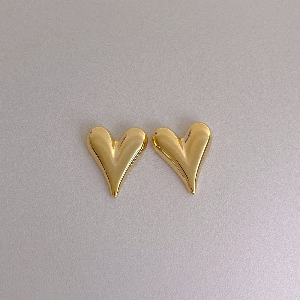 Love Heart Metal Elegant Stud Earrings