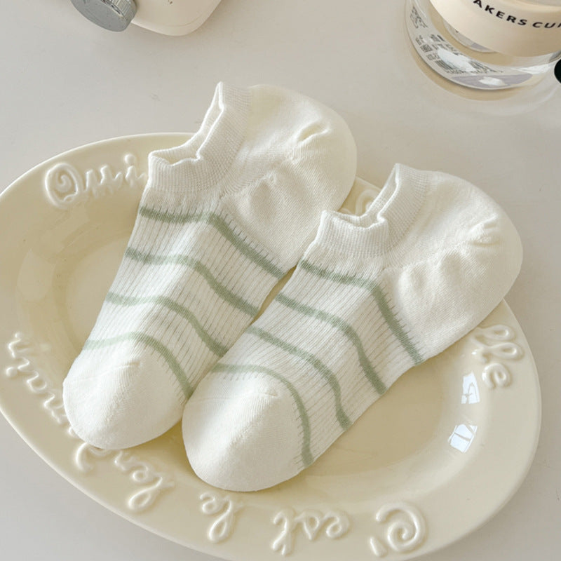 Striped Color Block Low Ankle Socks