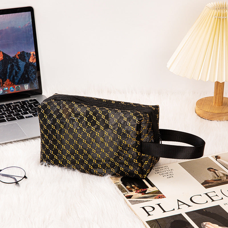 Simple Gold Mesh Portable Make Up Bags