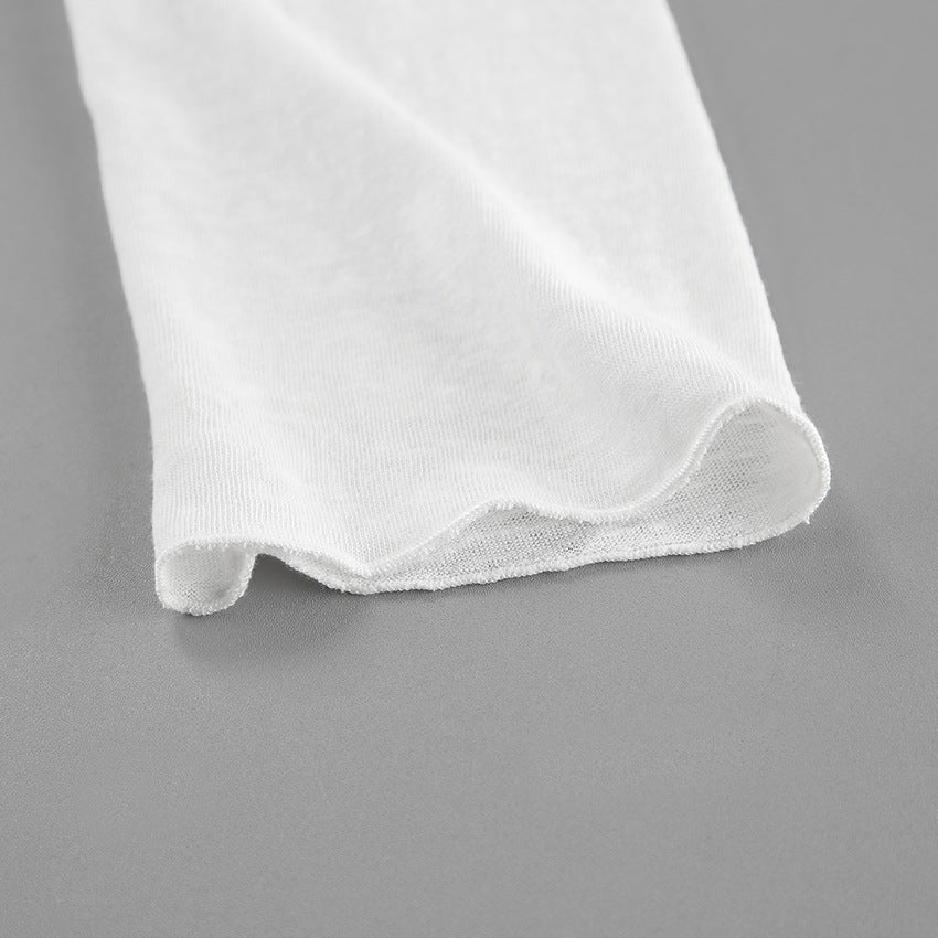 Solid Color Splicing Round Neck Simple Top