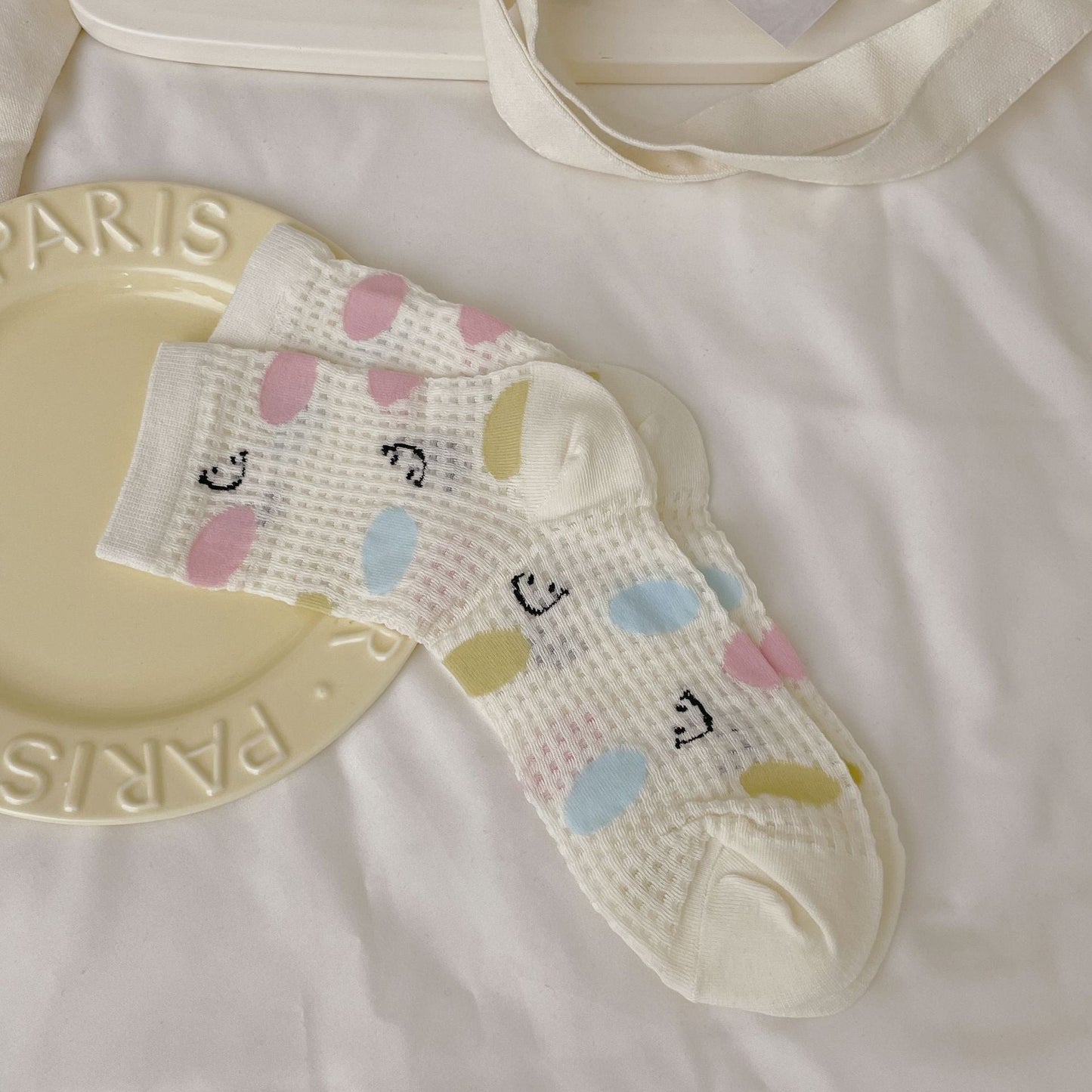 Cute Cartoon Print Mesh Slouch Socks