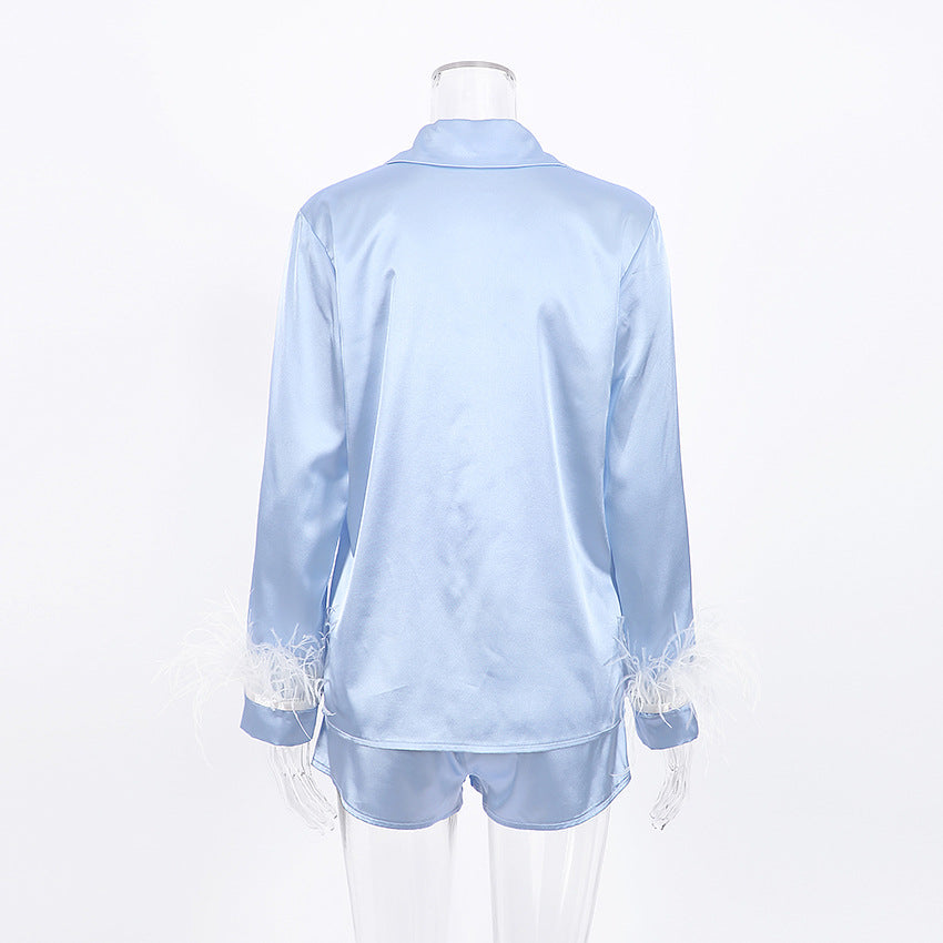 Feather Solid Color Sleepwear Sets