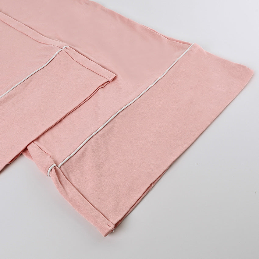 Bow Splicing Spaghetti String Loungewear Set