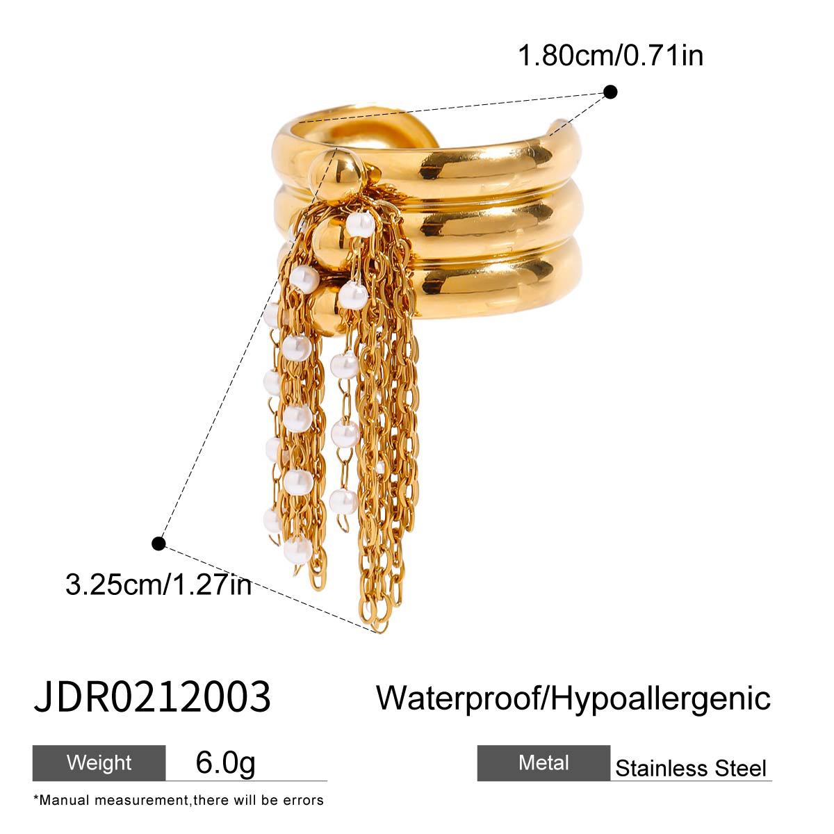 Elegant Pearl Tassel Pendant Open Ring