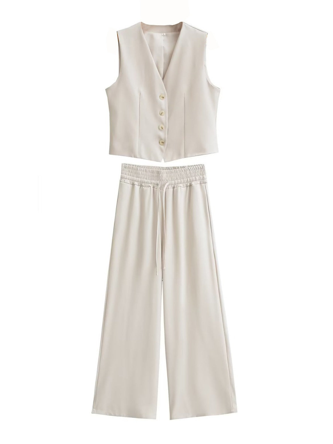 Solid Color Split Vest and Pants Sets