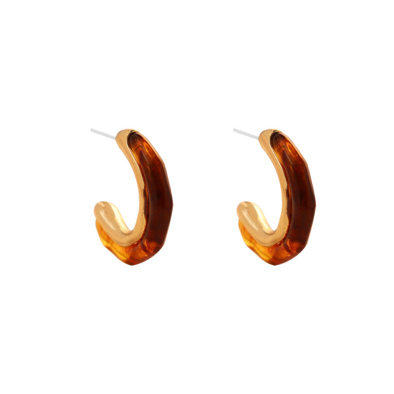 Simple Geometric Resin Open Hoop Earrings